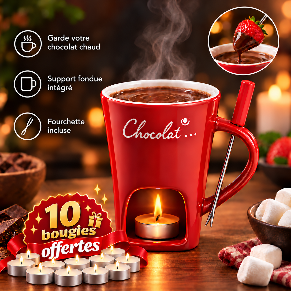 Mug Meltie pour chocolat & fromage fondue
